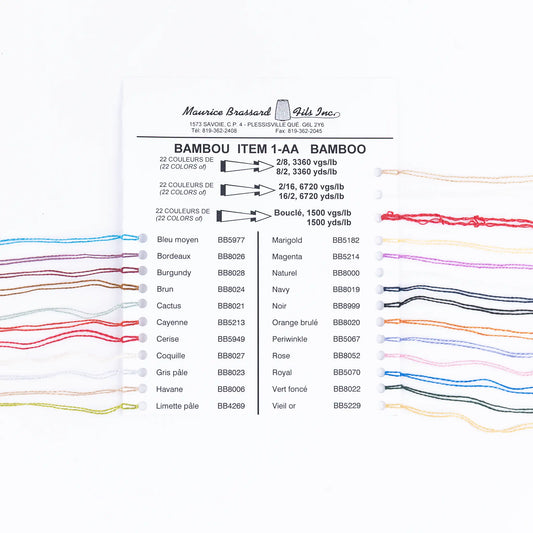 Carte coloris bambou Maurice Brassard – Ne 8/2 - 22 couleurs