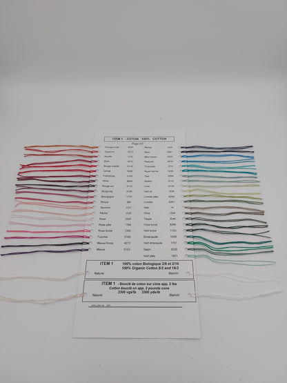 Carte coloris Coton Maurice Brassard – Coton Ne 8/2 - 81 couleurs